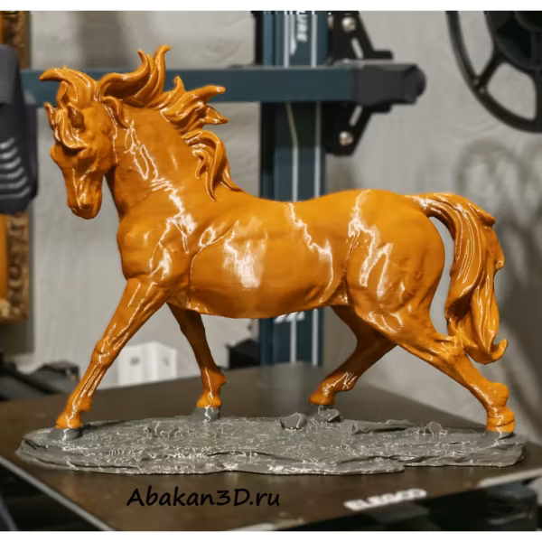 Бегущая лошадь с подставкой коричневая